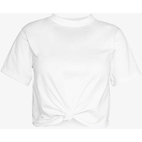 Missguided Plus LONG CROP KNOT FRONT TEE T-shirt z nadrukiem white M0U21D02N