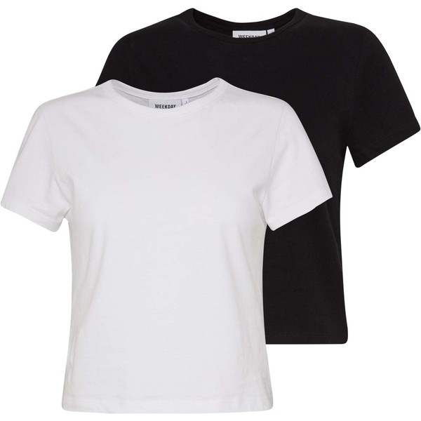 Weekday FOREVER 2 PACK T-shirt basic black/white WEB21D057