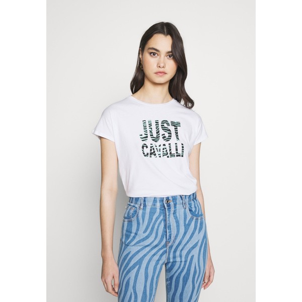 Just Cavalli T-shirt z nadrukiem optical white JU621D044