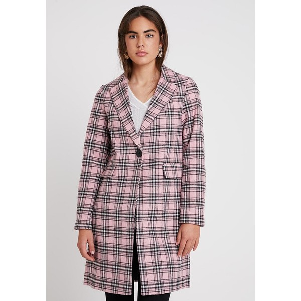 New Look FLORENCE CHECK COAT Płaszcz wełniany /Płaszcz klasyczny pink NL021U03K