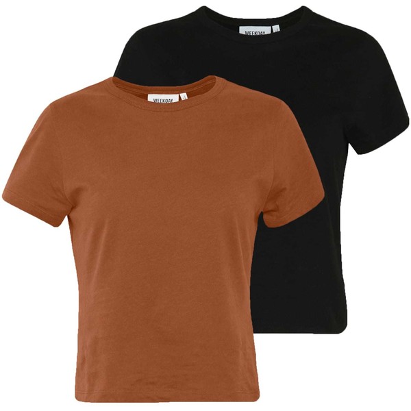 Weekday FOREVER 2 PACK T-shirt basic rust/black WEB21D057