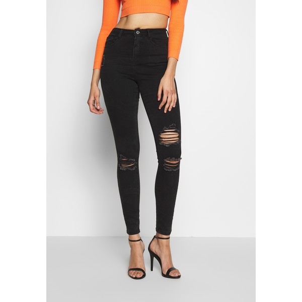 Missguided Tall SINNER HIGHWAISTED AUTHENTIC RIPPED SKINNY Jeansy Skinny Fit black MIG21N01J
