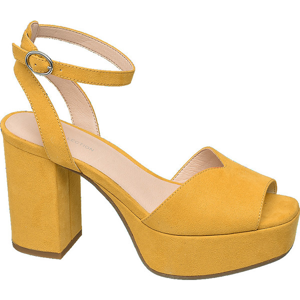 żółte sandały damskie Star Collection na maywnym obcasie 12402730