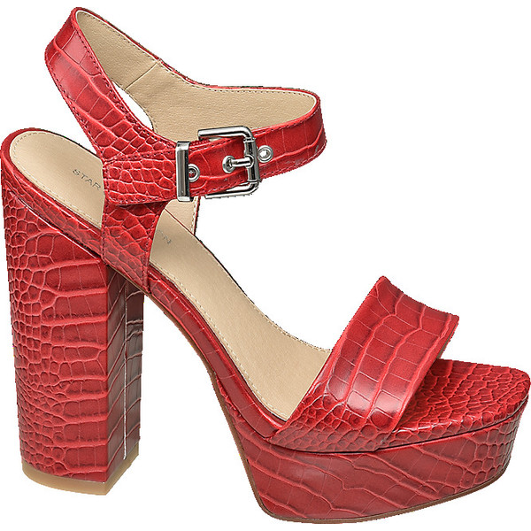 czerwone sandały damskie Star Collection na słupku 12402742