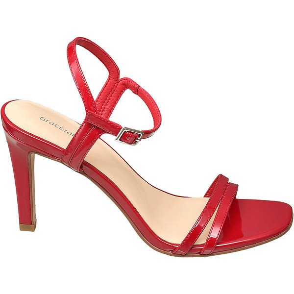 czerwone sandałki damskie Graceland na obcasie 12402036