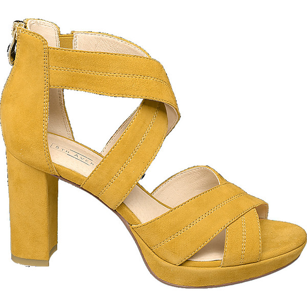 żółte zamszowe sandały damskie 5th Avenue na obcasie 11752580
