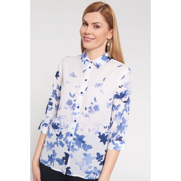 Quiosque Biało-niebieska klasyczna koszula w kwiaty 2JF002811