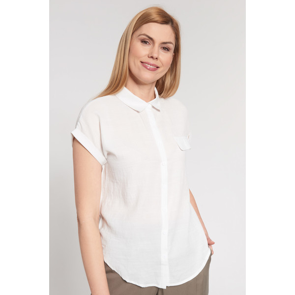 Quiosque Biała koszulowa bluzka z kieszonką i kołnierzykiem 2JG002101