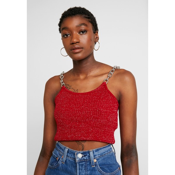 The Ragged Priest GLITTER CAMI WITH CHAIN STRAP DETAIL Top red THJ21E00E