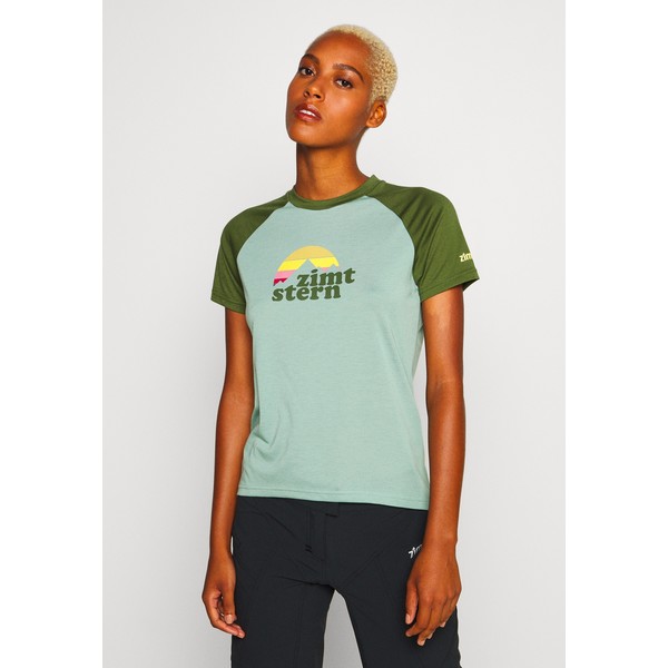 Zimtstern SUNSETZ TEE T-shirt z nadrukiem granite green/bronze green ZS441D00E