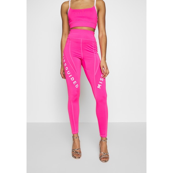 Missguided Petite ACTIVE LOGO PANELLED LEGGINGS AND CROP SET ACTIVEWEAR Legginsy pink M0V21A04M