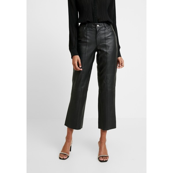 Selected Femme SLFMIAM CROPPED PANT Spodnie skórzane black SE521A0FH