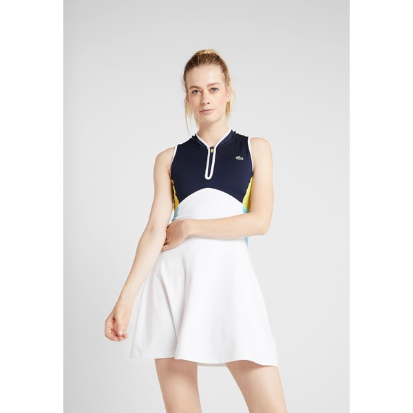 Lacoste Sport TENNIS DRESS Sukienka sportowa white/navy blue/haiti blue/lemon L0641L00D
