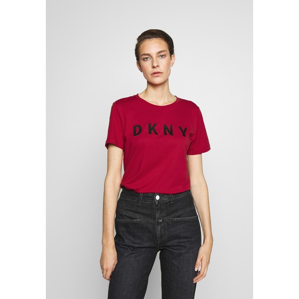DKNY FOUNDATION LOGO TEE T-shirt z nadrukiem red/black DK121D01R