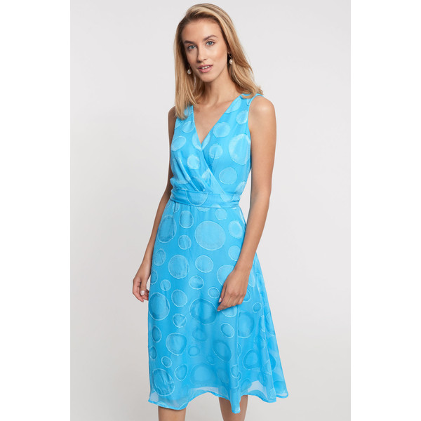 Quiosque Niebieska rozkloszowana sukienka w serek 4JD002820