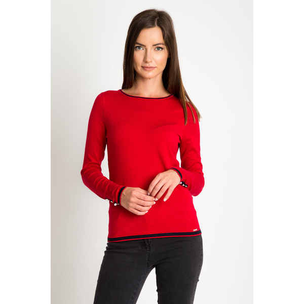 Quiosque Czerwony sweter z kontrastową lamówką 6GE002601