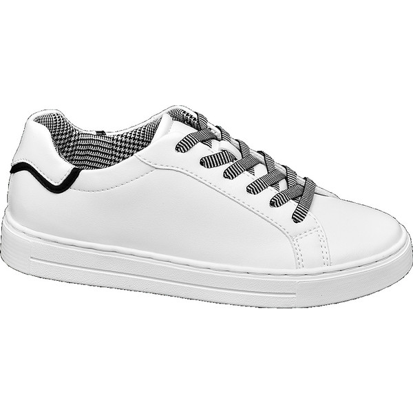 białe sneakersy damskie Graceland z biało-czarnymi sznurówkami 11021220