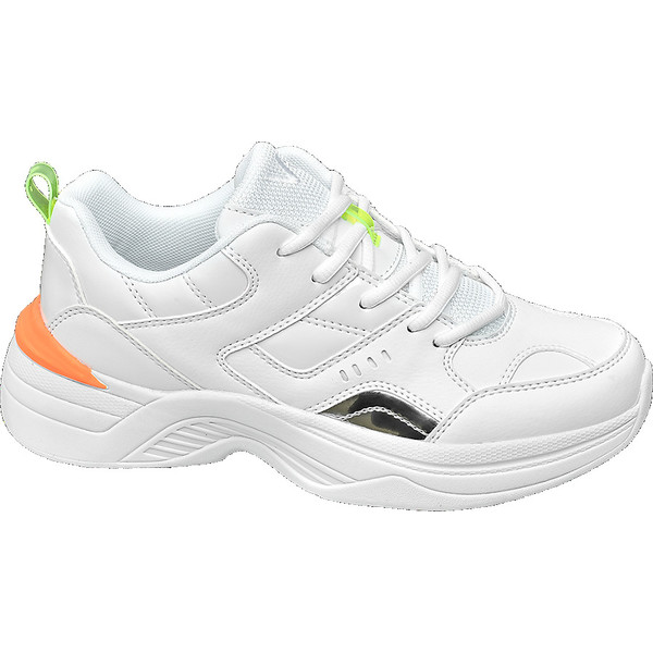 białe sneakersy damskie Vty z neonowymi wstawkami 18301200