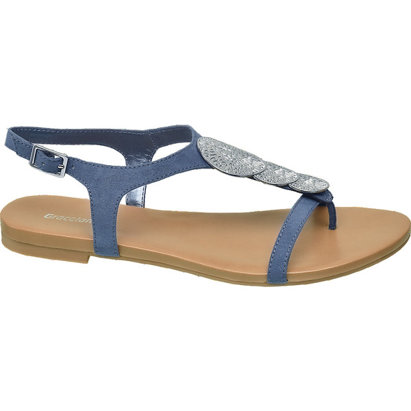 niebieskie sandały damskie Graceland z metaliczną ozdobą 1210896