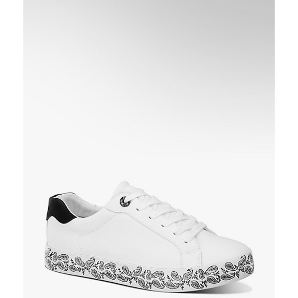 biale sneakersy damskie Graceland ozdobione czarnymi wzorami 1102075