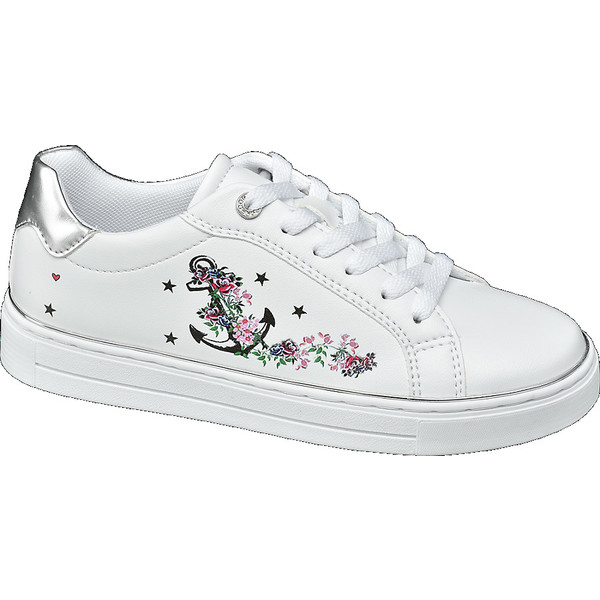 białe sneakersy damskie Graceland z kwiatowym motywem 1102045