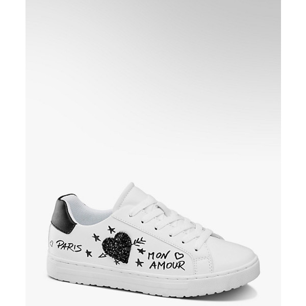 białe sneakersy damskie Graceland ozdobione sercem 1102761