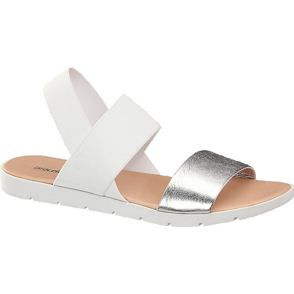 biało-srebrne płaskie sandały damskie Graceland 1210820