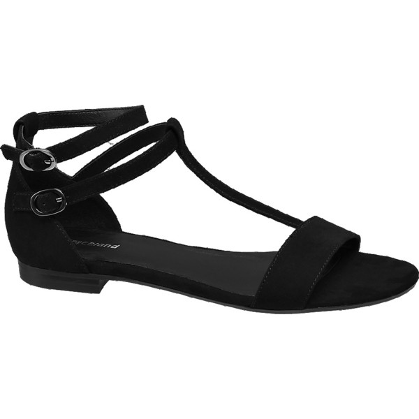 czarne sandały damskie Graceland z dwoma paskami 1210815
