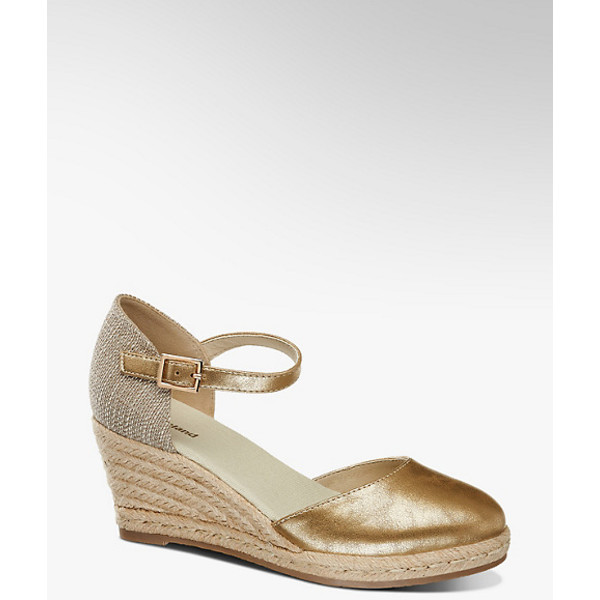 złote sandały damskie Graceland na koturnie 1169604