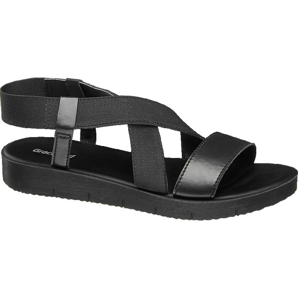czarne sandały damskie Graceland z elastycznymi paskami 1210922
