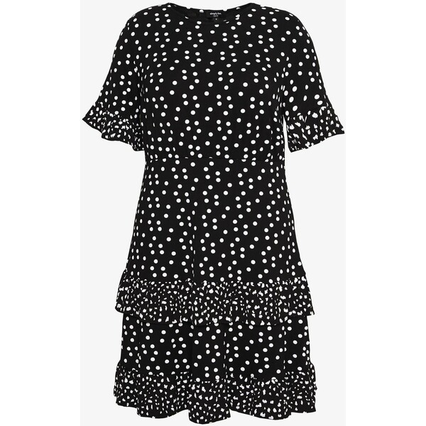 Simply Be SPOT RUFFLE MIDI DRESS Sukienka z dżerseju black SIE21C050