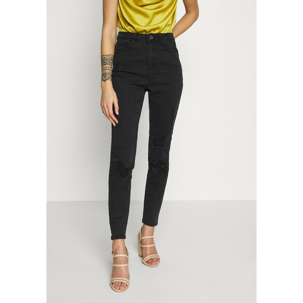 Missguided Petite AUTHENTIC RIPPED Jeansy Skinny Fit black M0V21N024