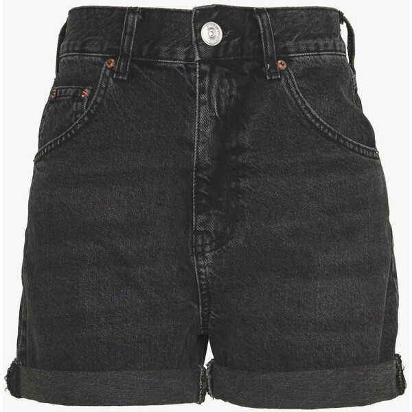 BDG Urban Outfitters ROLLED HEM MOM SHORT Szorty washed black QX721S008