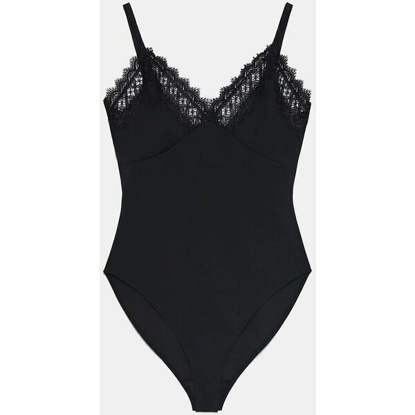 Zara BODY ZE WSTAWKAMI Z KORONKI Czarny 2878/043