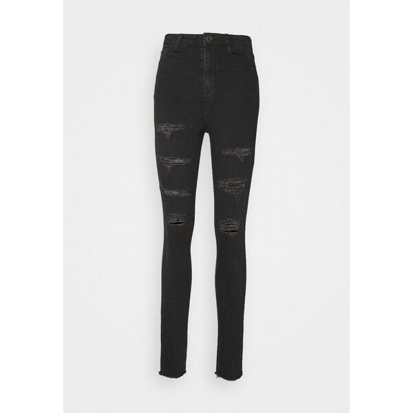 Missguided Tall SINNER EXTREME RIP Jeansy Skinny Fit black MIG21N01S