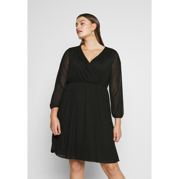 Dorothy Perkins Curve SPOT WRAP DRESS Sukienka letnia black DP621C0E7
