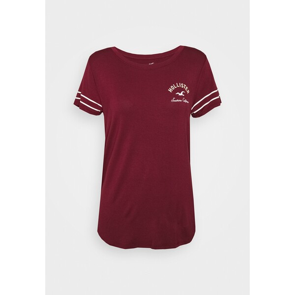 Hollister Co. PRINT CORE T-shirt z nadrukiem burgandy H0421D06T