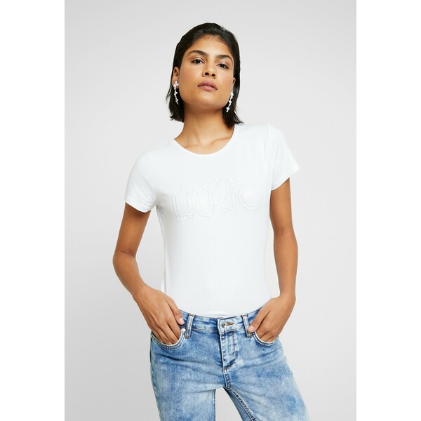 Liu Jo Jeans T-shirt z nadrukiem bianco ottico L2521D01J