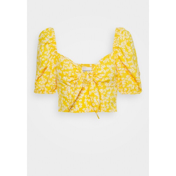 Glamorous CARE FLORAL PRINTED TIE FRONT CROP Bluzka yellow GL921E077