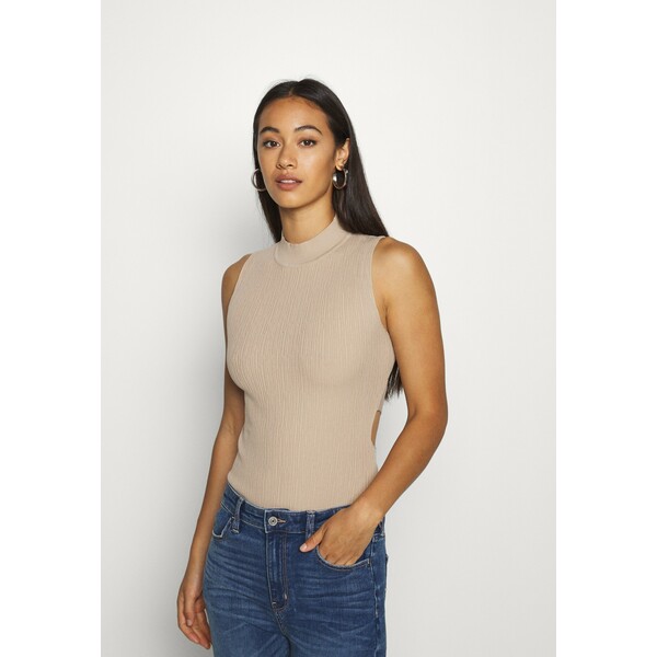 Missguided CUT OUT BACK BODYSUIT Top taupe M0Q21I064