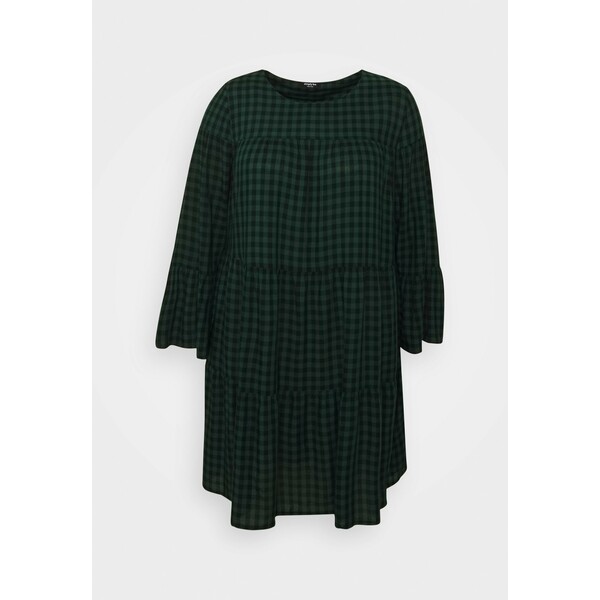Simply Be CHECK TIERED SMOCK DRESS Sukienka letnia green SIE21C05F