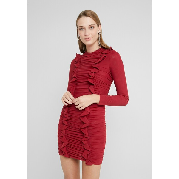 Needle & Thread RUFFLE MINI DRESS Sukienka etui deep red NT521C07H