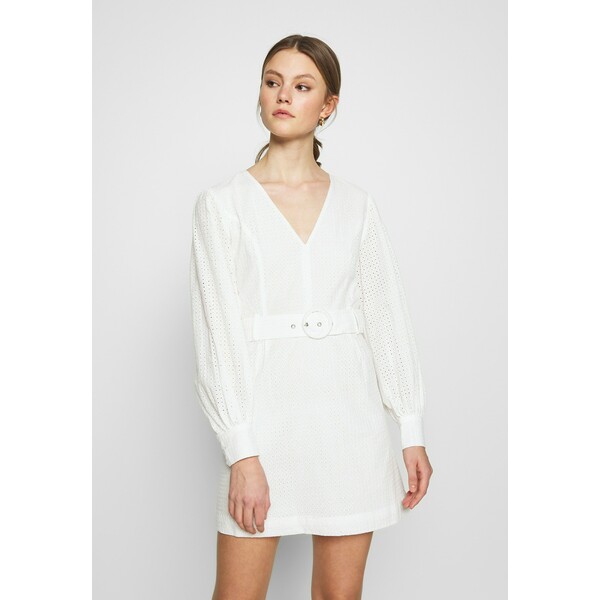 Glamorous LONG SLEEVE BRODERIE DRESS WITH BELT Sukienka letnia white / black GL921C0K9