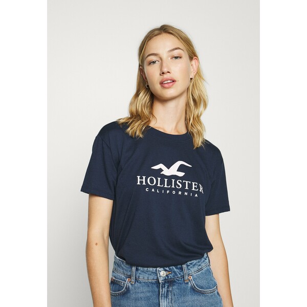 Hollister Co. TIMELESS LOGO T-shirt z nadrukiem navy H0421D07J