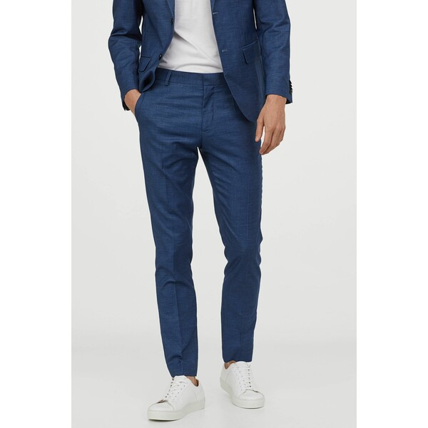 H&M Spodnie garniturowe Slim Fit - - ON 0714026050 Niebieski melanż
