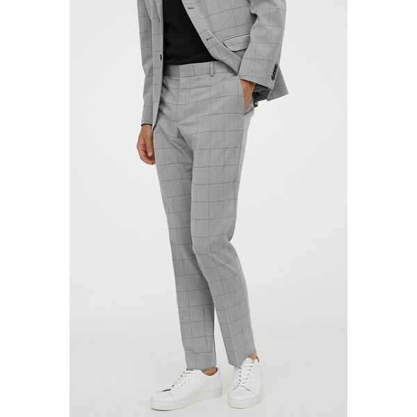 H&M Spodnie garniturowe Slim Fit - - ON 0714026050 Szary melanż/Krata