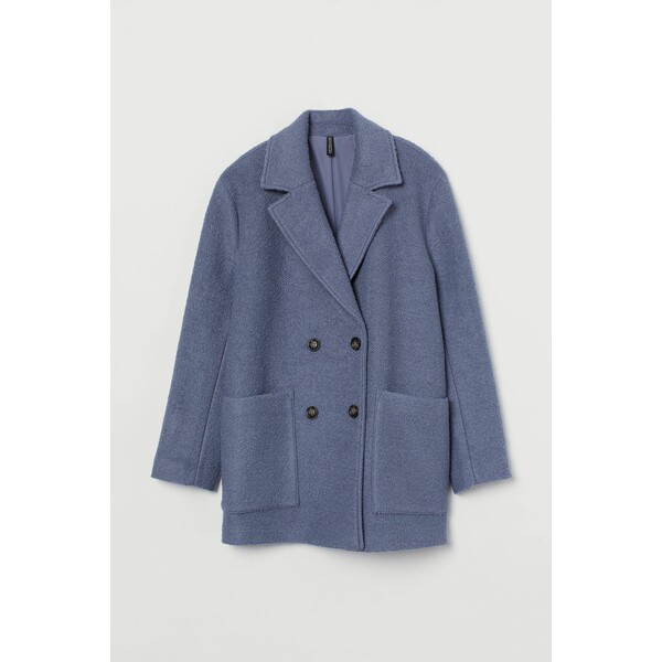 H&M Krótki płaszcz boucle 0849730002 Gołębi błękit