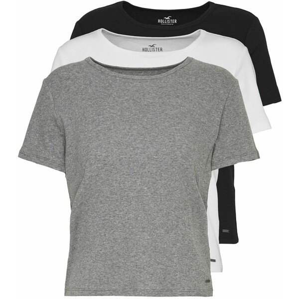 Hollister Co. SLIM CREW BASIC 3 PACK T-shirt basic white/grey/blue H0421D06K