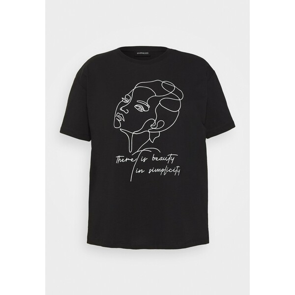 Even&Odd Curvy T-shirt z nadrukiem black EVB21D026