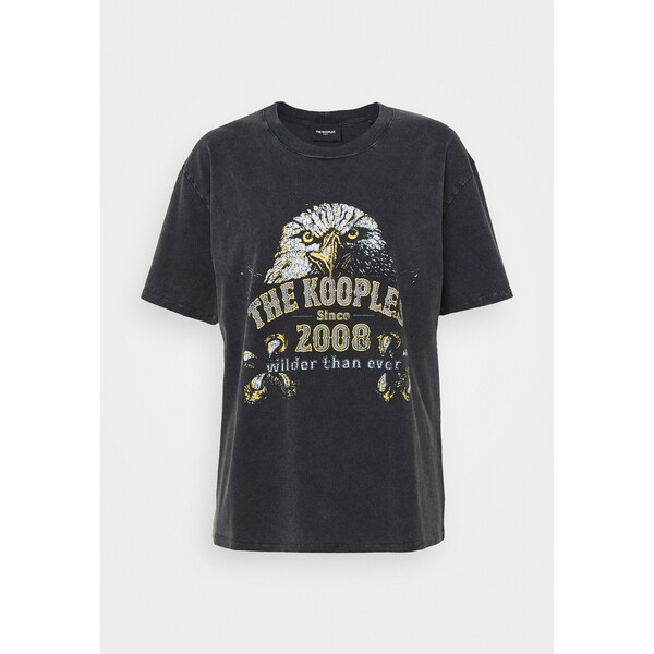 The Kooples T-shirt z nadrukiem black washed THA21E05E